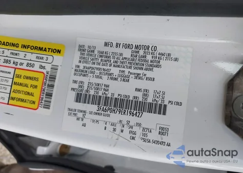 2014 Ford Fusion Se from USA, damaged, VIN 3FA6P0H79ER196427